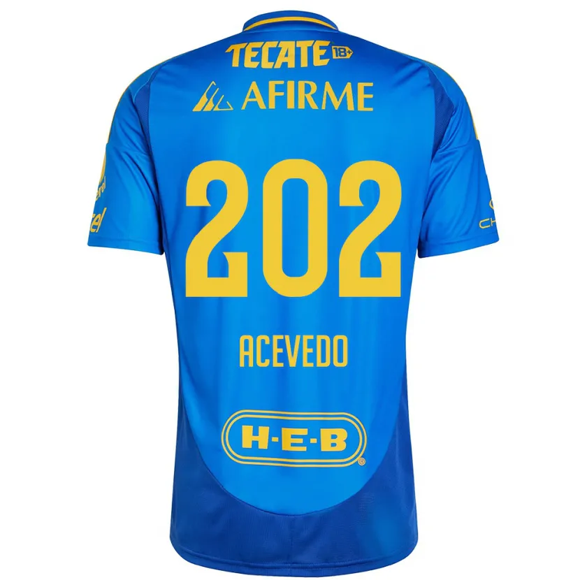 Danxen Kinderen José Acevedo #202 Blauw Geel Uitshirt Uittenue 2024/25 T-Shirt