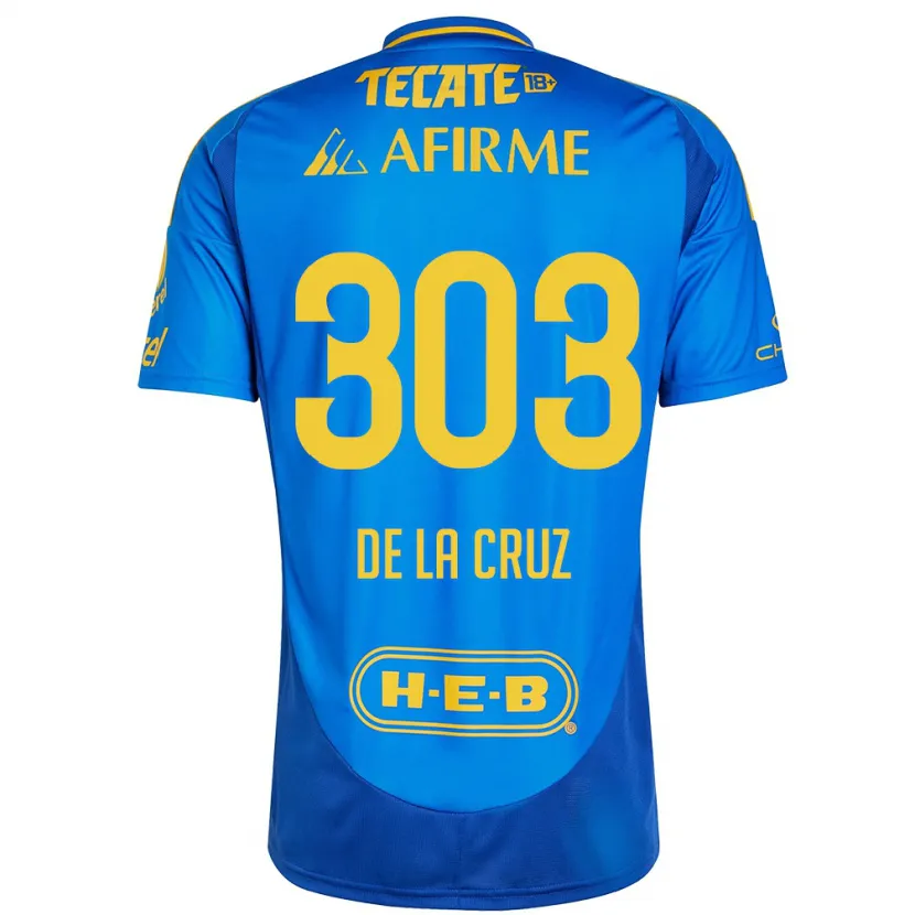 Danxen Kinderen Erick De La Cruz #303 Blauw Geel Uitshirt Uittenue 2024/25 T-Shirt