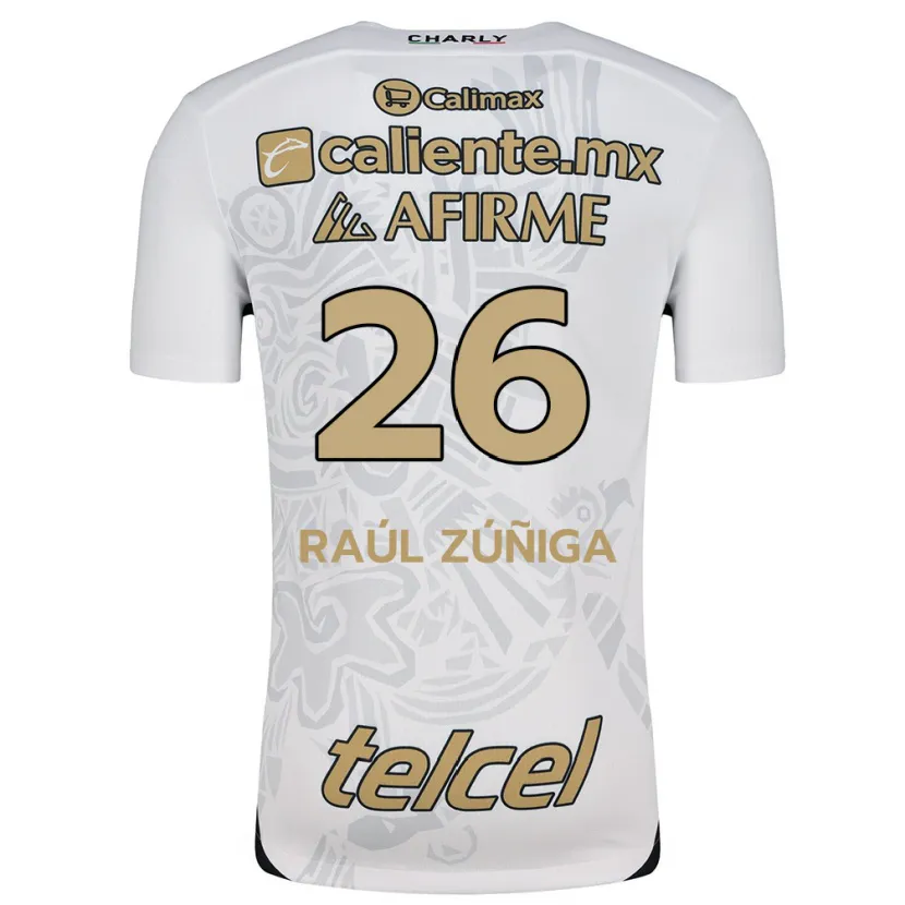 Danxen Kinderen José Raúl Zúñiga #26 Wit Zwart Uitshirt Uittenue 2024/25 T-Shirt