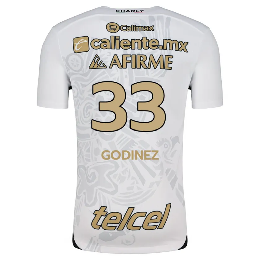 Danxen Kinderen Rodrigo Godínez #33 Wit Zwart Uitshirt Uittenue 2024/25 T-Shirt