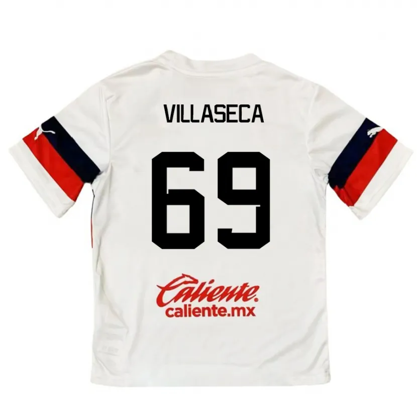 Danxen Kinderen Daniel Villaseca #69 Wit Rood Uitshirt Uittenue 2024/25 T-Shirt