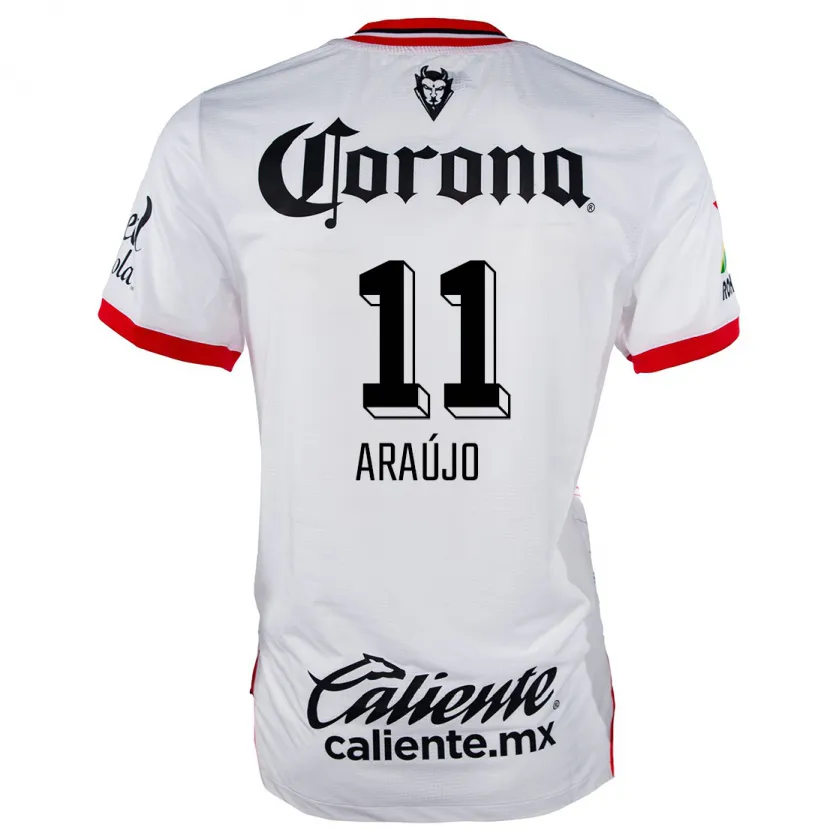 Danxen Kinderen Maximiliano Araújo #11 Wit Rood Uitshirt Uittenue 2024/25 T-Shirt