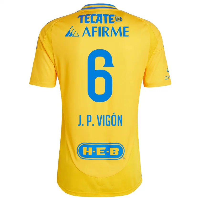 Danxen Heren Juan Pablo Vigón #6 Goud Geel Thuisshirt Thuistenue 2024/25 T-Shirt