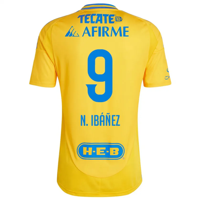 Danxen Heren Nicolás Ibáñez #9 Goud Geel Thuisshirt Thuistenue 2024/25 T-Shirt