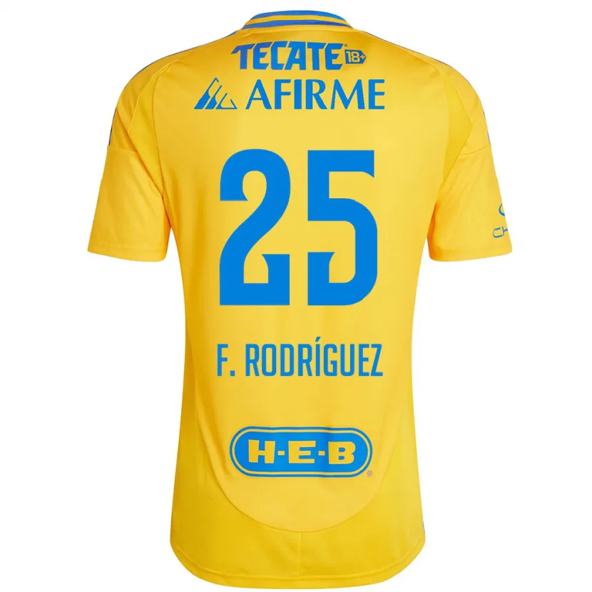 Danxen Heren Felipe Rodríguez #25 Goud Geel Thuisshirt Thuistenue 2024/25 T-Shirt