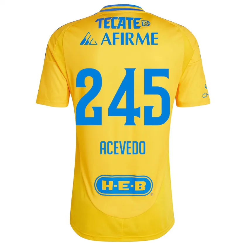 Danxen Heren Kevin Acevedo #245 Goud Geel Thuisshirt Thuistenue 2024/25 T-Shirt