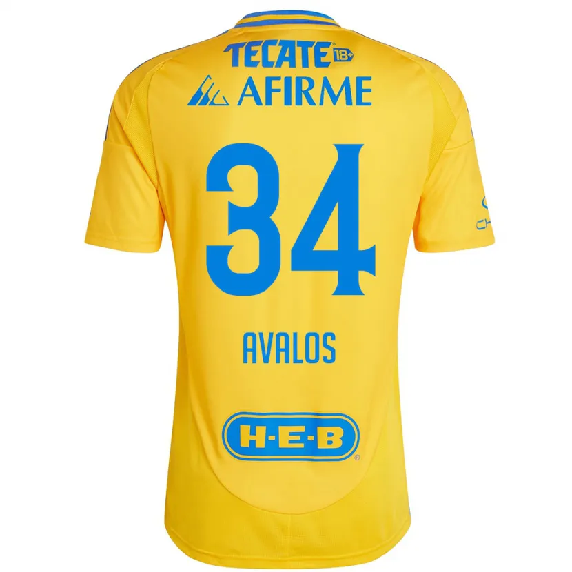 Danxen Heren Erick Avalos #34 Goud Geel Thuisshirt Thuistenue 2024/25 T-Shirt