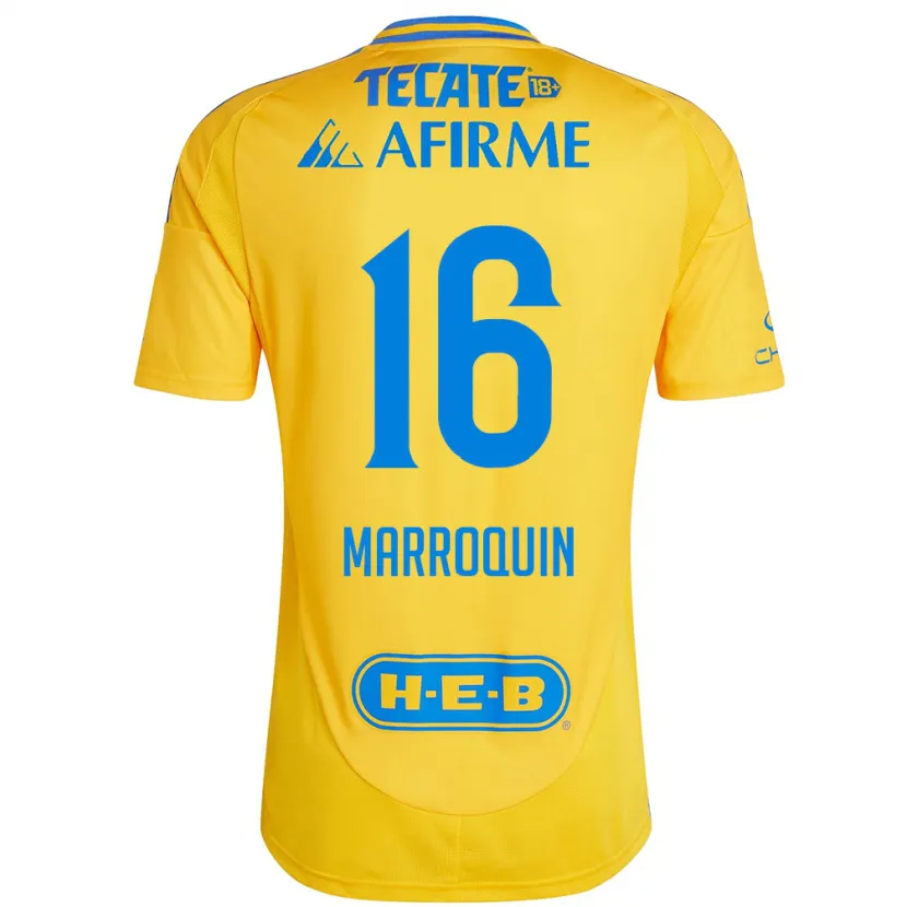 Danxen Heren Ammanda Marroquin #16 Goud Geel Thuisshirt Thuistenue 2024/25 T-Shirt