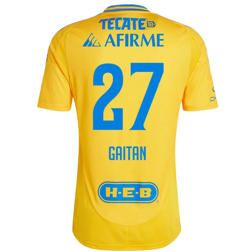 Danxen Heren Natalia Gaitan #27 Goud Geel Thuisshirt Thuistenue 2024/25 T-Shirt