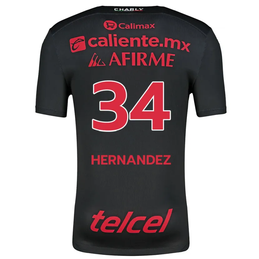 Danxen Heren Kimberly Hernández #34 Zwart Rood Thuisshirt Thuistenue 2024/25 T-Shirt