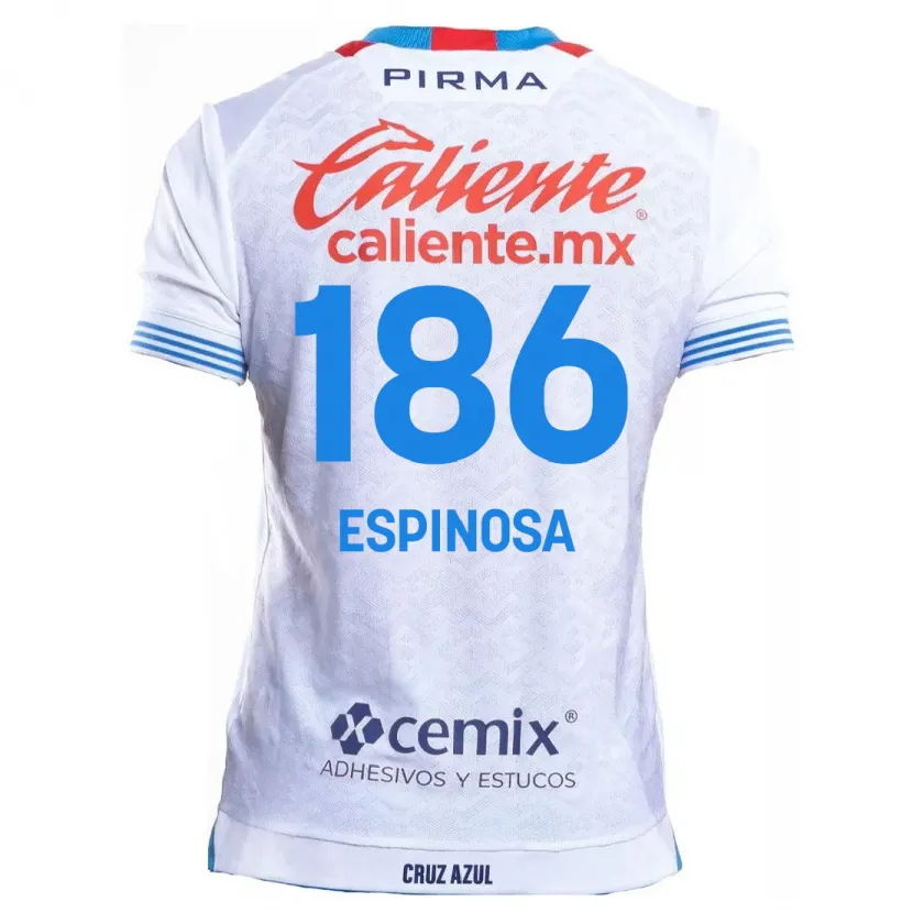 Danxen Heren Brandón Espinosa #186 Wit Blauw Uitshirt Uittenue 2024/25 T-Shirt