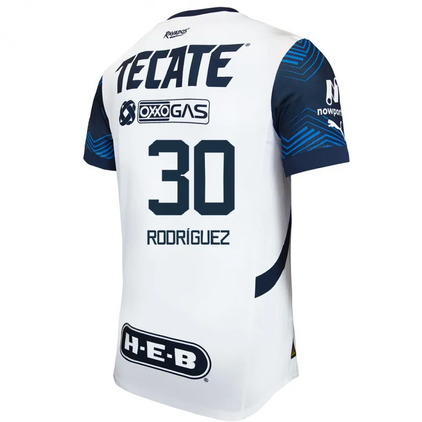 Danxen Heren Jorge Rodríguez #30 Wit Blauw Uitshirt Uittenue 2024/25 T-Shirt