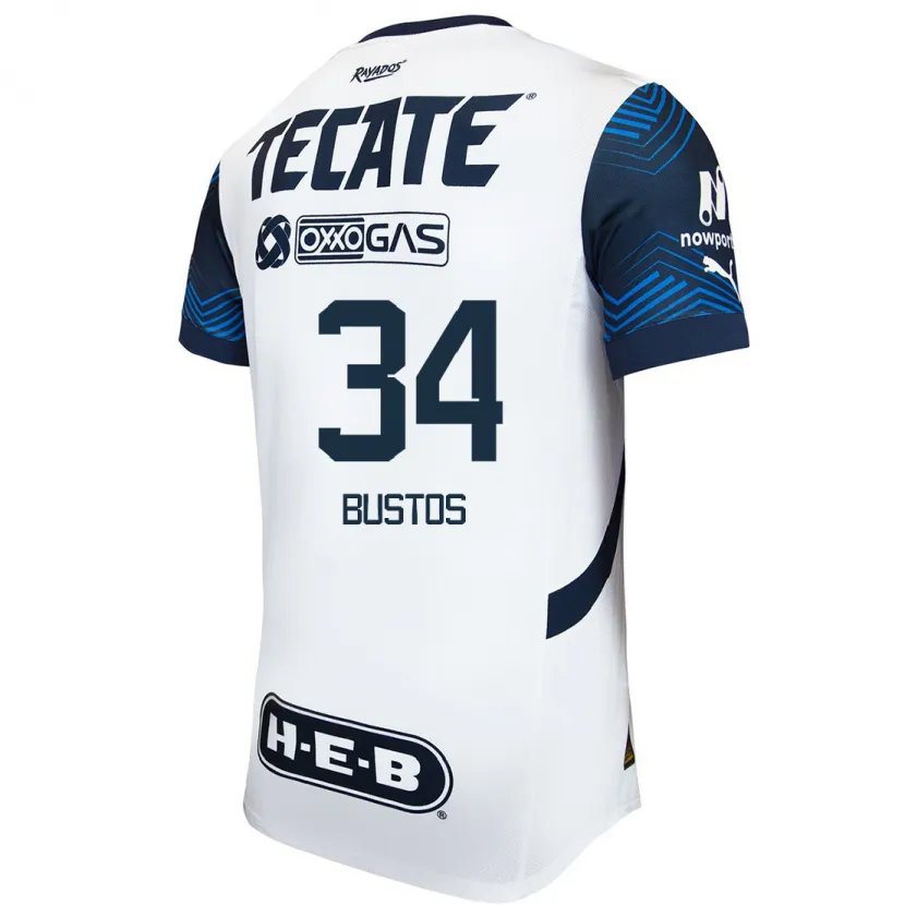 Danxen Heren César Bustos #34 Wit Blauw Uitshirt Uittenue 2024/25 T-Shirt