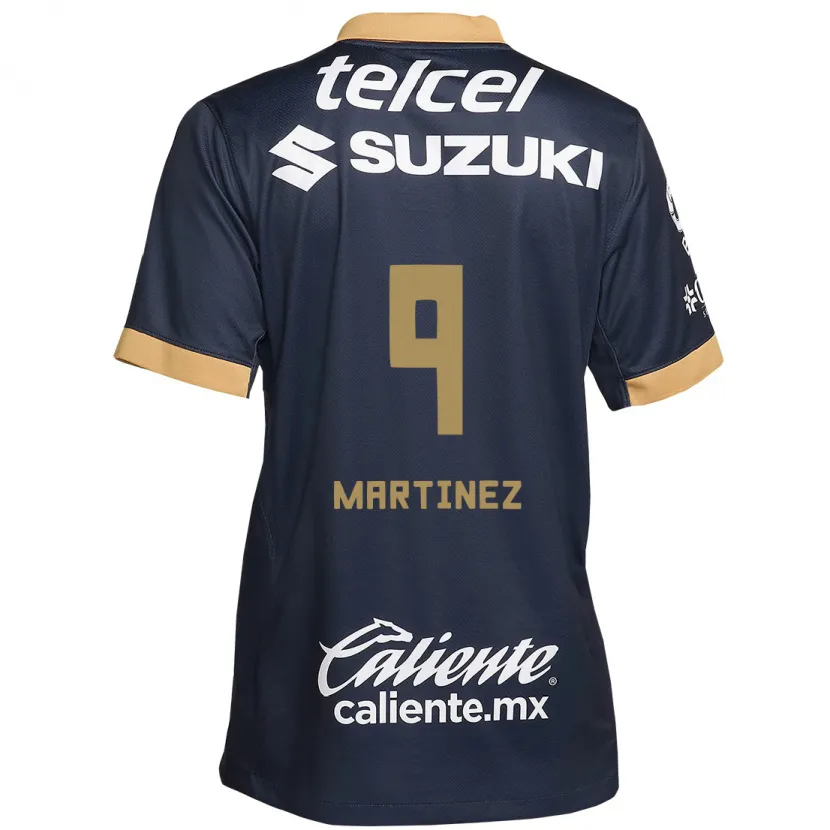 Danxen Heren Guillermo Martínez #9 Obsidiaan Goud Wit Uitshirt Uittenue 2024/25 T-Shirt