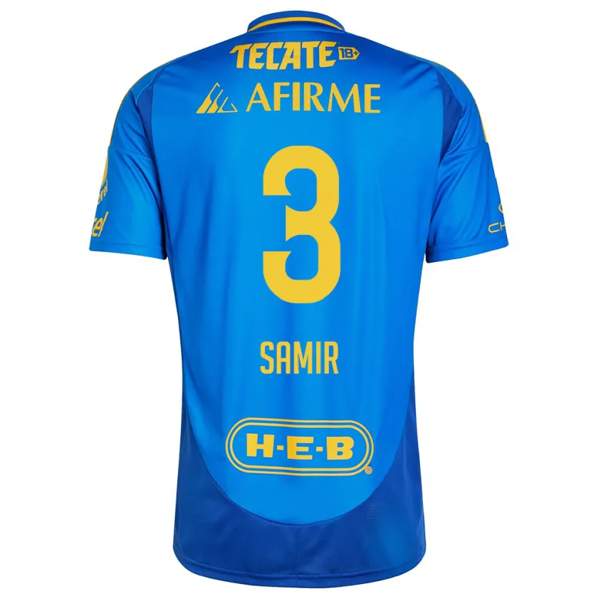 Danxen Heren Samir Caetano #3 Blauw Geel Uitshirt Uittenue 2024/25 T-Shirt