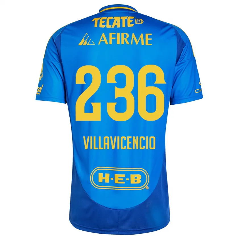 Danxen Heren Edgar Villavicencio #236 Blauw Geel Uitshirt Uittenue 2024/25 T-Shirt