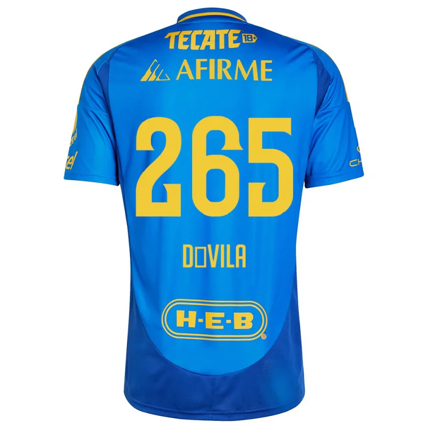 Danxen Heren Emiliano Dávila #265 Blauw Geel Uitshirt Uittenue 2024/25 T-Shirt