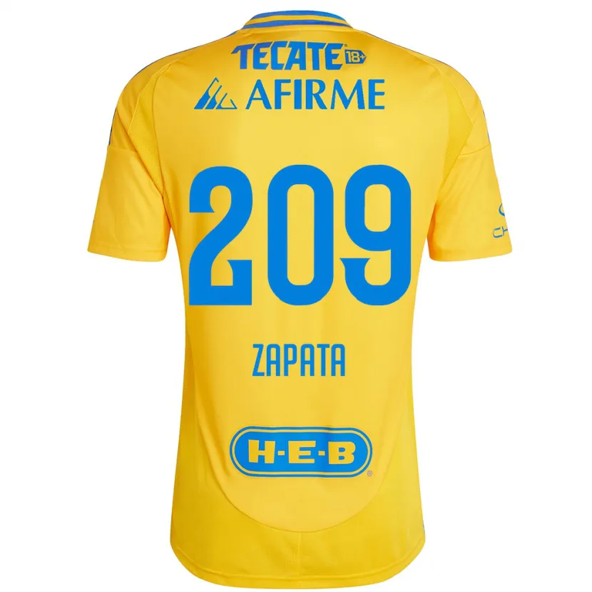 Danxen Dames Jorge Zapata #209 Goud Geel Thuisshirt Thuistenue 2024/25 T-Shirt