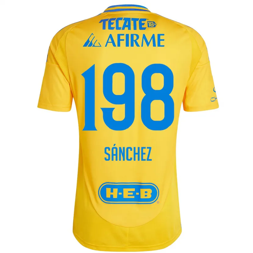 Danxen Dames Diego Sánchez #198 Goud Geel Thuisshirt Thuistenue 2024/25 T-Shirt