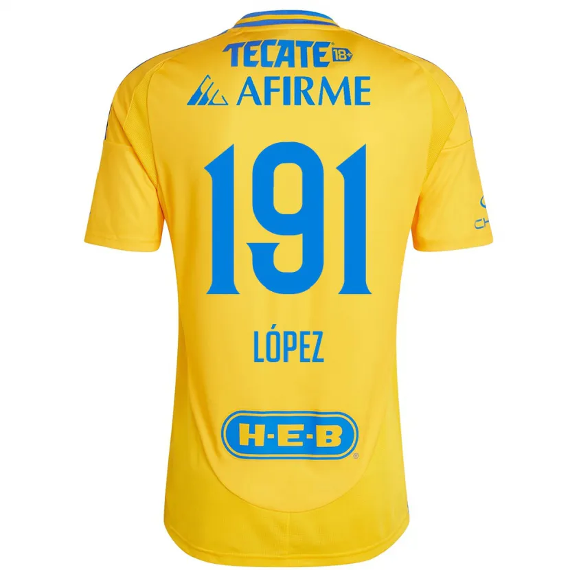 Danxen Dames Adrián López #191 Goud Geel Thuisshirt Thuistenue 2024/25 T-Shirt