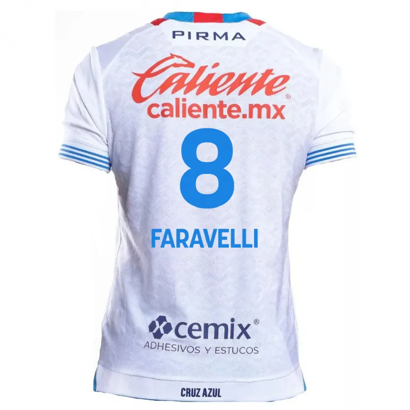 Danxen Dames Lorenzo Faravelli #8 Wit Blauw Uitshirt Uittenue 2024/25 T-Shirt