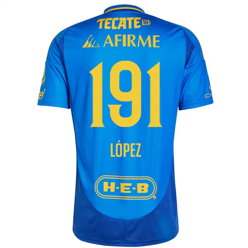 Danxen Dames Adrián López #191 Blauw Geel Uitshirt Uittenue 2024/25 T-Shirt