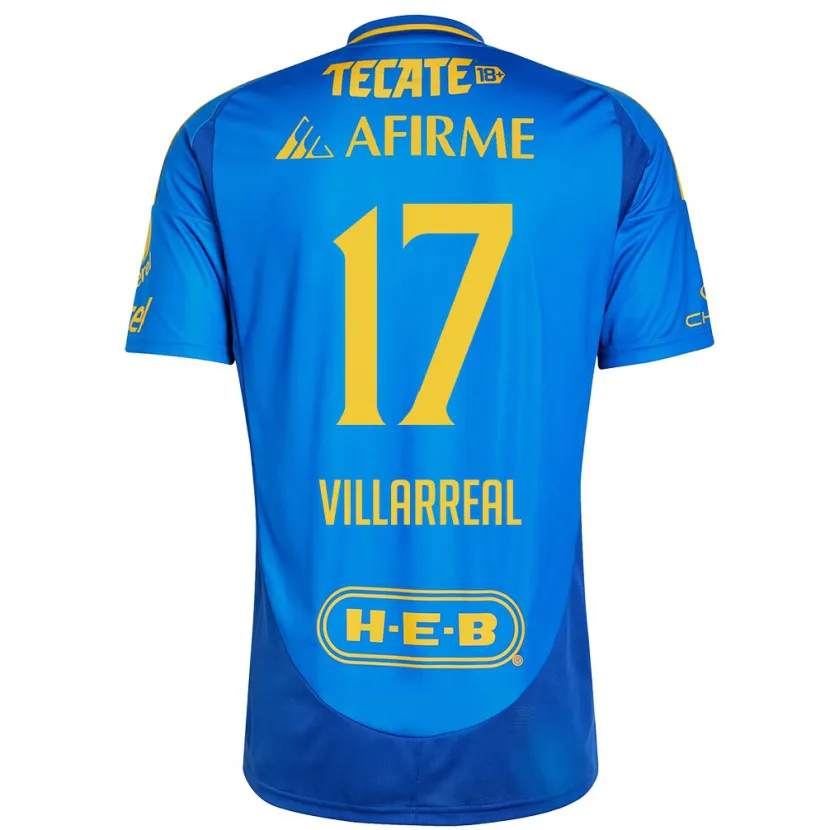 Danxen Dames Natalia Villarreal #17 Blauw Geel Uitshirt Uittenue 2024/25 T-Shirt