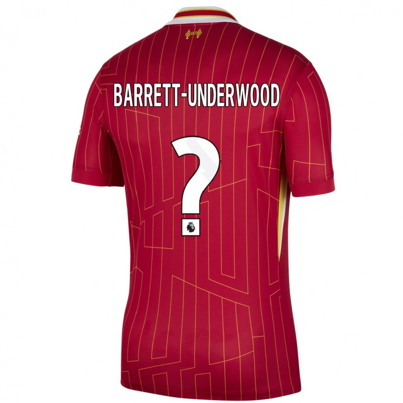 Danxen Kinderen Keehan Barrett-Underwood #0 Rood Geel Wit Thuisshirt Thuistenue 2024/25 T-Shirt