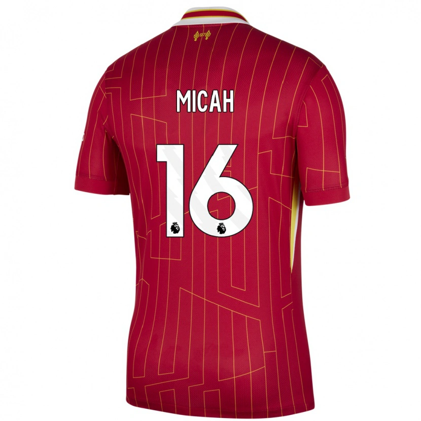 Danxen Kinderen Teagan Micah #16 Rood Geel Wit Thuisshirt Thuistenue 2024/25 T-Shirt