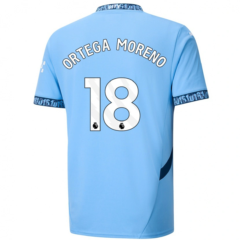 Danxen Kinderen Stefan Ortega #18 Marineblauw Thuisshirt Thuistenue 2024/25 T-Shirt