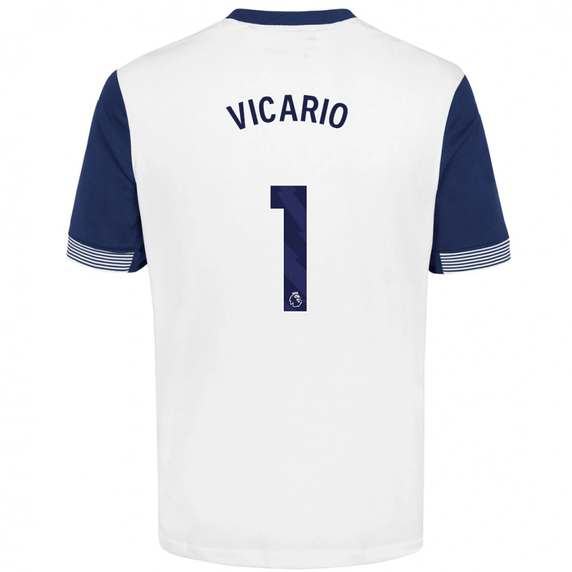 Danxen Kinderen Guglielmo Vicario #1 Wit Blauw Thuisshirt Thuistenue 2024/25 T-Shirt