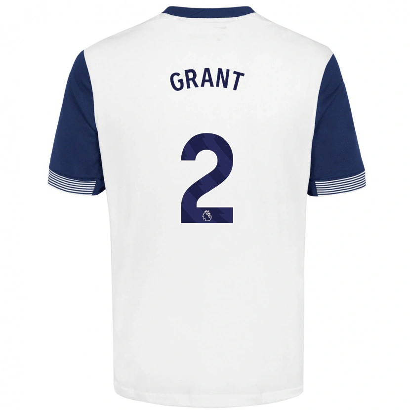 Danxen Kinderen Charlotte Grant #2 Wit Blauw Thuisshirt Thuistenue 2024/25 T-Shirt