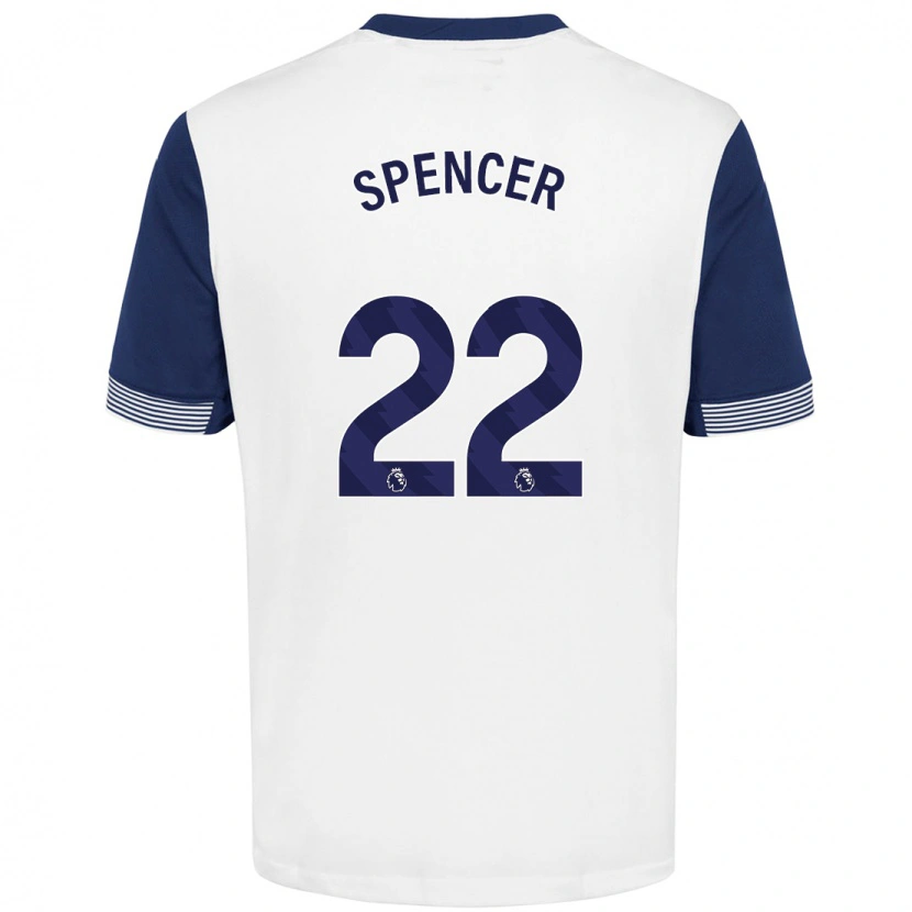 Danxen Kinderen Rebecca Spencer #22 Wit Blauw Thuisshirt Thuistenue 2024/25 T-Shirt