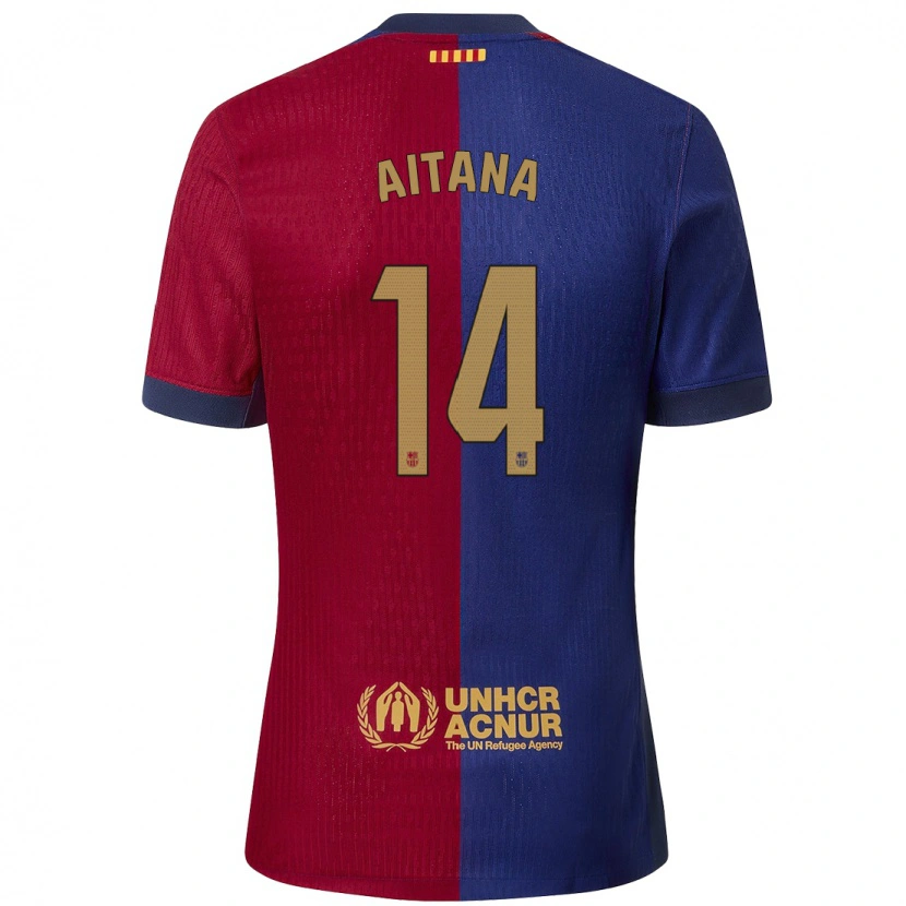 Danxen Kinderen Aitana Bonmati #14 Blauw Rood Thuisshirt Thuistenue 2024/25 T-Shirt