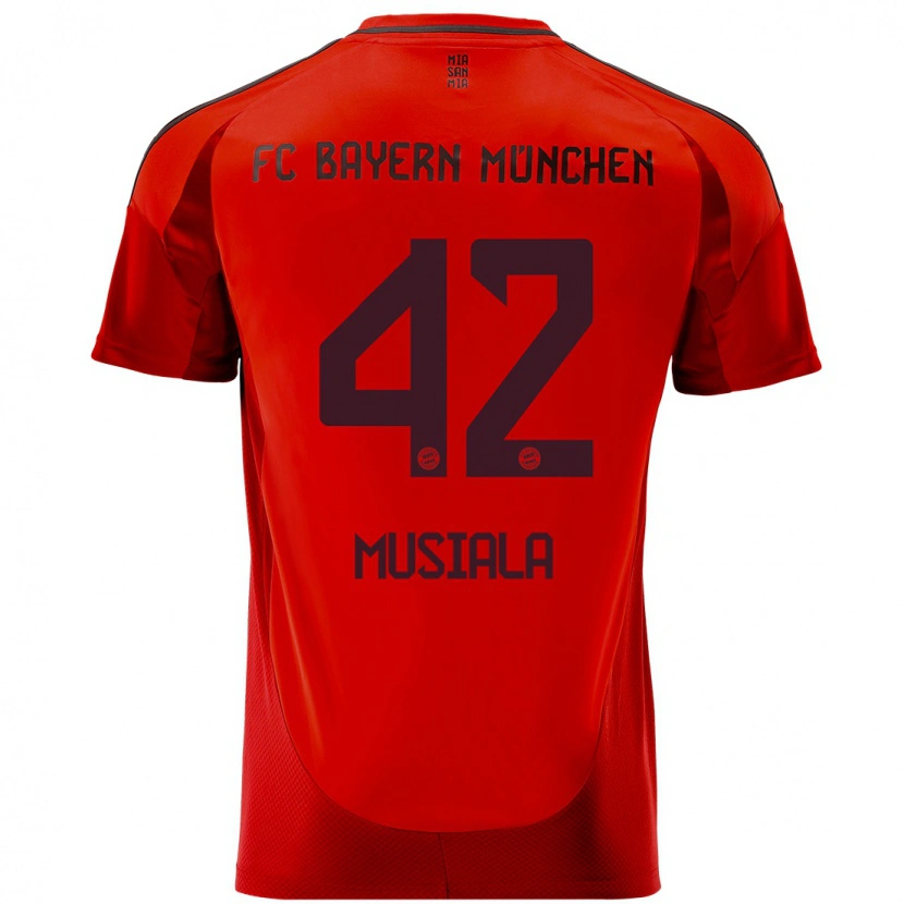 Danxen Kinderen Jamal Musiala #42 Rood Thuisshirt Thuistenue 2024/25 T-Shirt