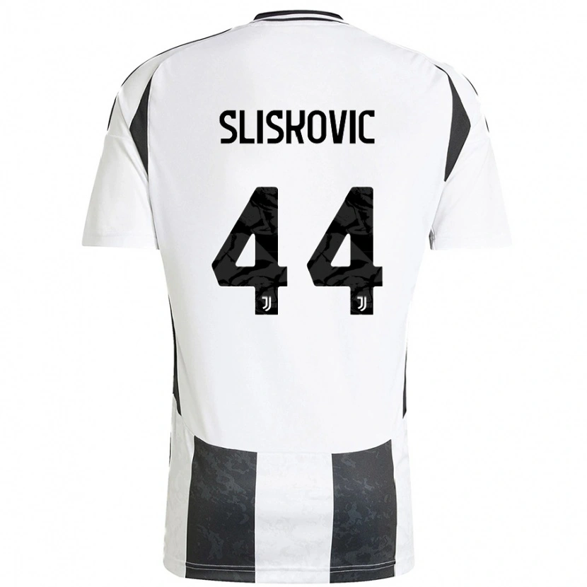 Danxen Kinderen Gloria Slišković #44 Wit Zwart Thuisshirt Thuistenue 2024/25 T-Shirt