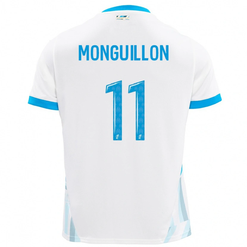 Danxen Kinderen Coralie Monguillon #11 Wit Hemelsblauw Thuisshirt Thuistenue 2024/25 T-Shirt