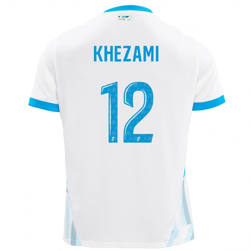 Danxen Kinderen Roselène Khezami #12 Wit Hemelsblauw Thuisshirt Thuistenue 2024/25 T-Shirt