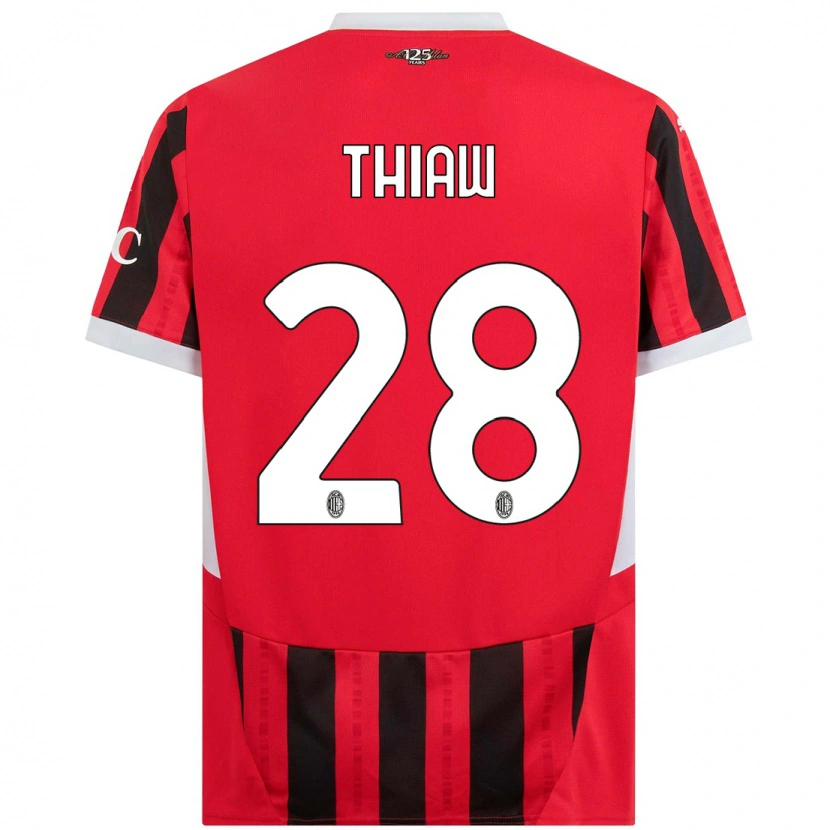 Danxen Kinderen Malick Thiaw #28 Rood Zwart Thuisshirt Thuistenue 2024/25 T-Shirt