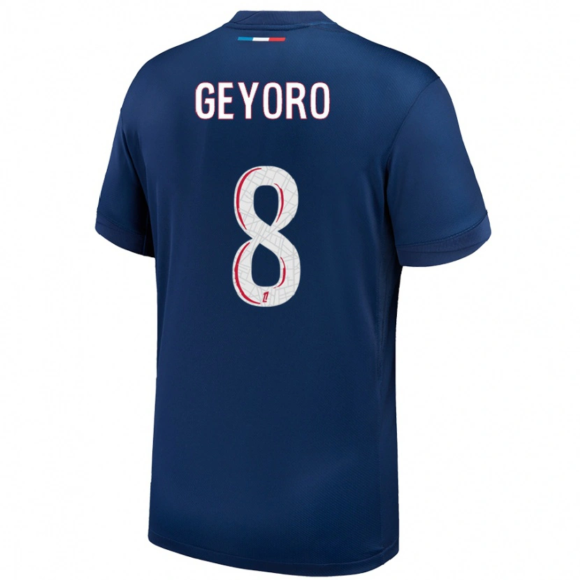 Danxen Kinderen Grace Geyoro #8 Marineblauw Wit Thuisshirt Thuistenue 2024/25 T-Shirt