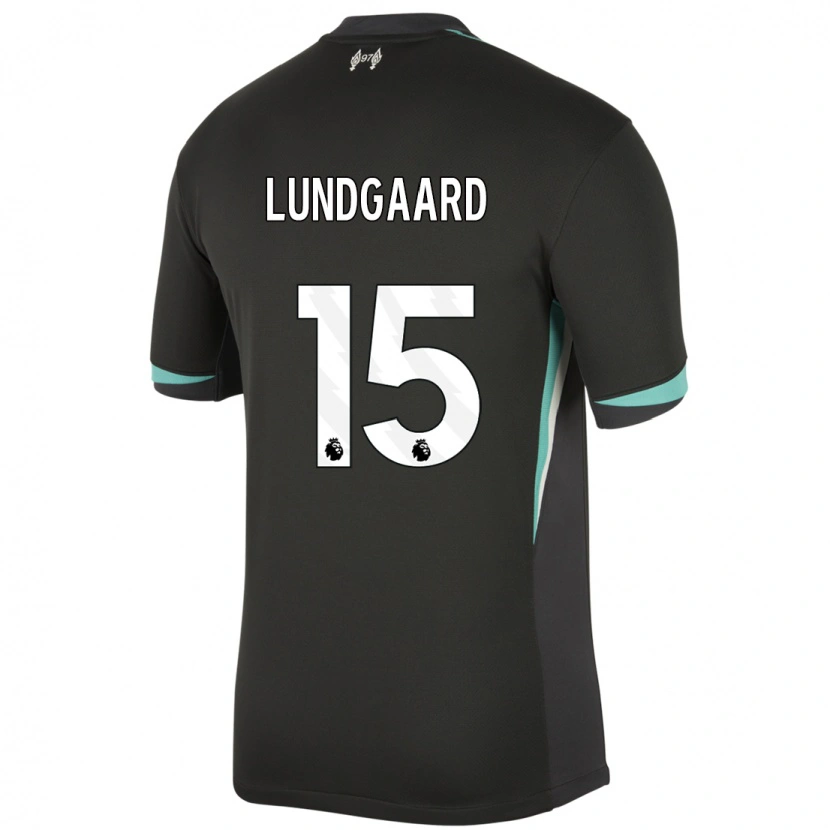 Danxen Kinderen Sofie Lundgaard #15 Zwart Antraciet Wit Uitshirt Uittenue 2024/25 T-Shirt