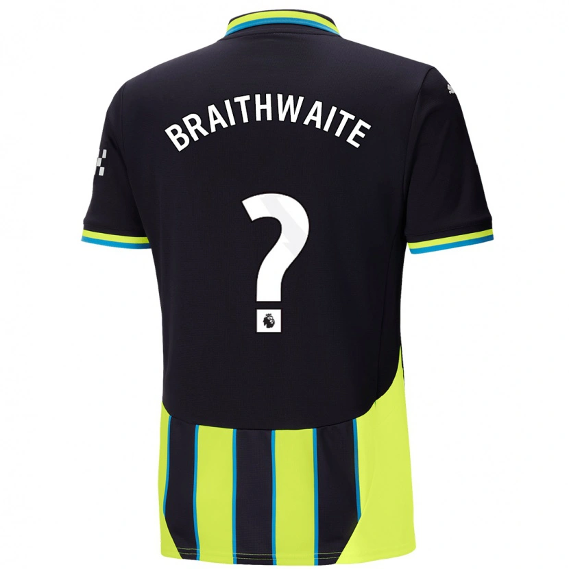 Danxen Kinderen Kaden Braithwaite #0 Blauw Geel Uitshirt Uittenue 2024/25 T-Shirt