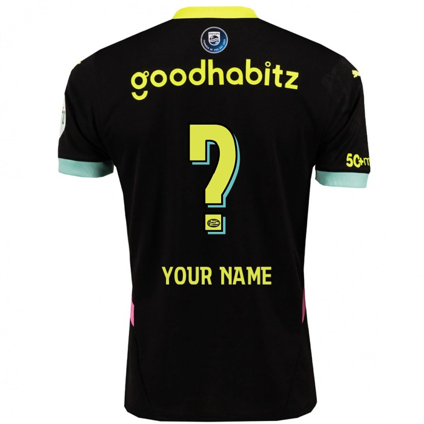 Danxen Kinderen Uw Naam #0 Zwart Geel Uitshirt Uittenue 2024/25 T-Shirt