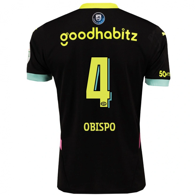 Danxen Kinderen Armando Obispo #4 Zwart Geel Uitshirt Uittenue 2024/25 T-Shirt