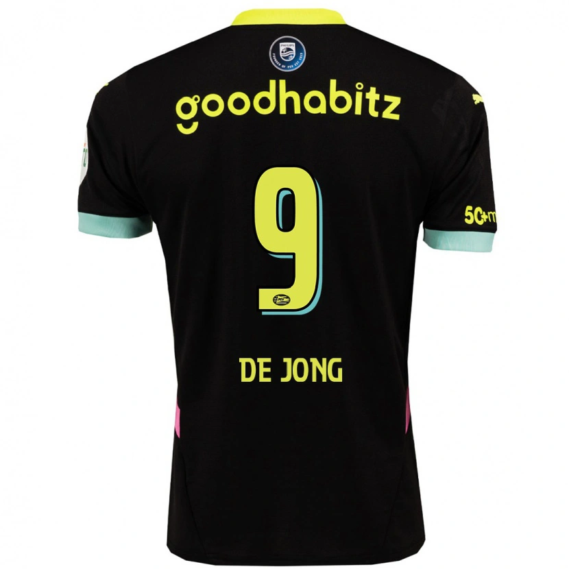 Danxen Kinderen Luuk De Jong #9 Zwart Geel Uitshirt Uittenue 2024/25 T-Shirt
