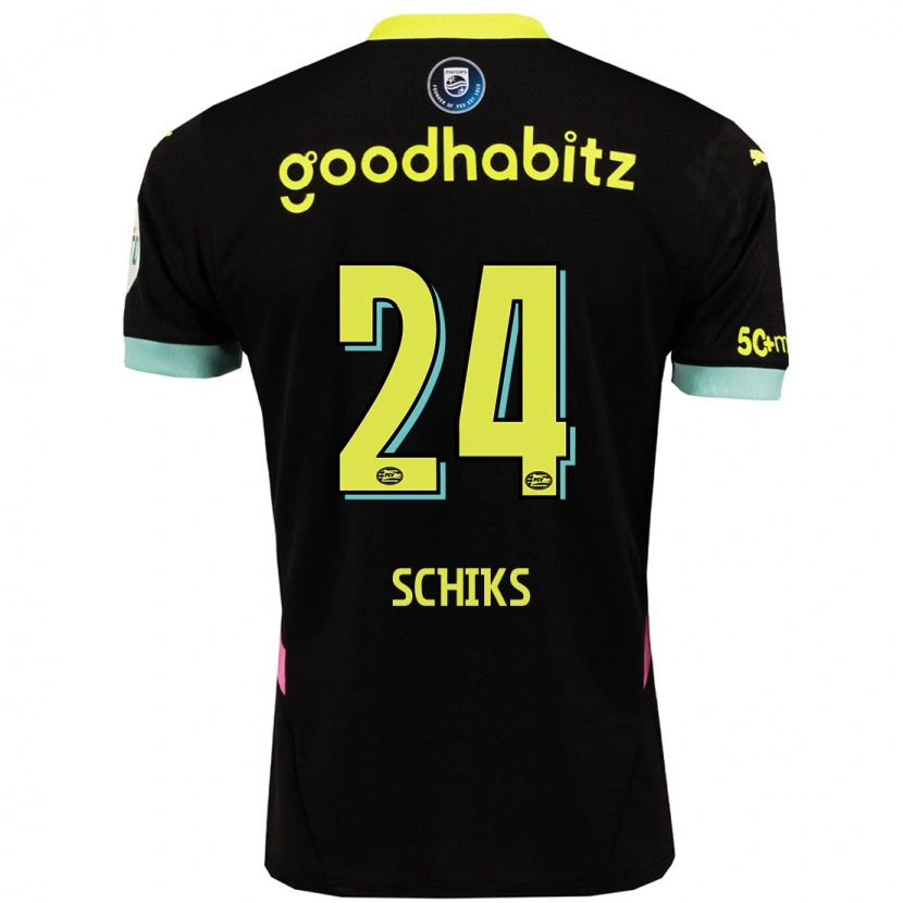 Danxen Kinderen Niek Schiks #24 Zwart Geel Uitshirt Uittenue 2024/25 T-Shirt