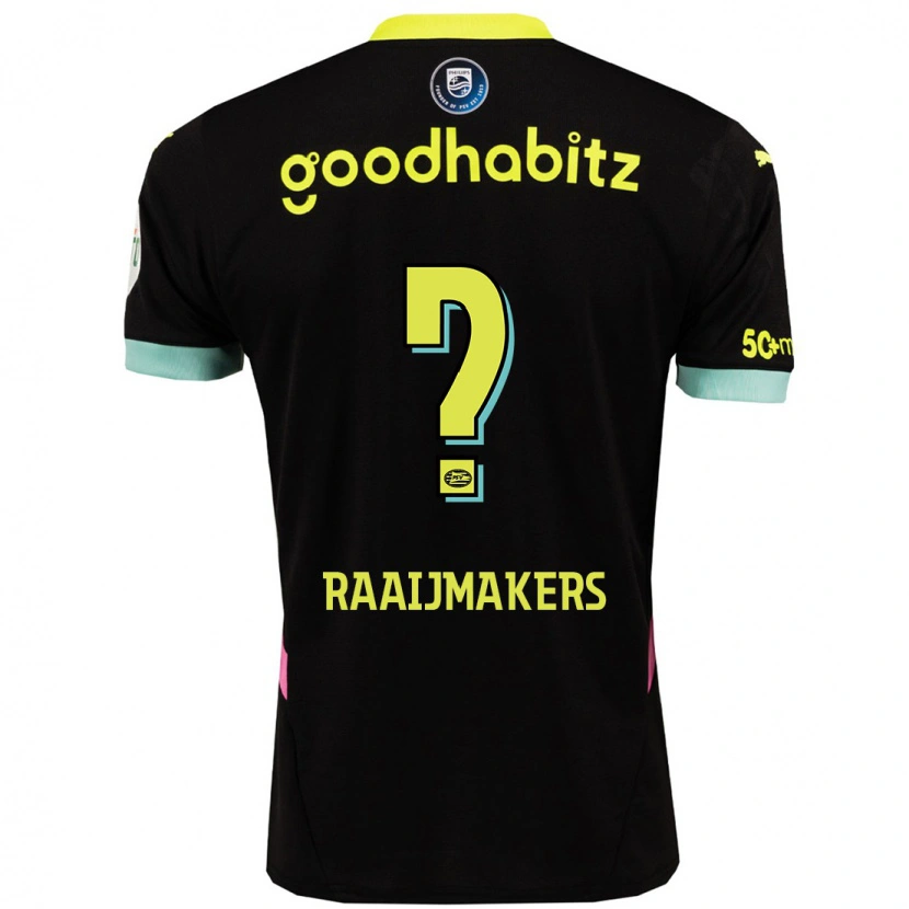 Danxen Kinderen Lars Raaijmakers #0 Zwart Geel Uitshirt Uittenue 2024/25 T-Shirt