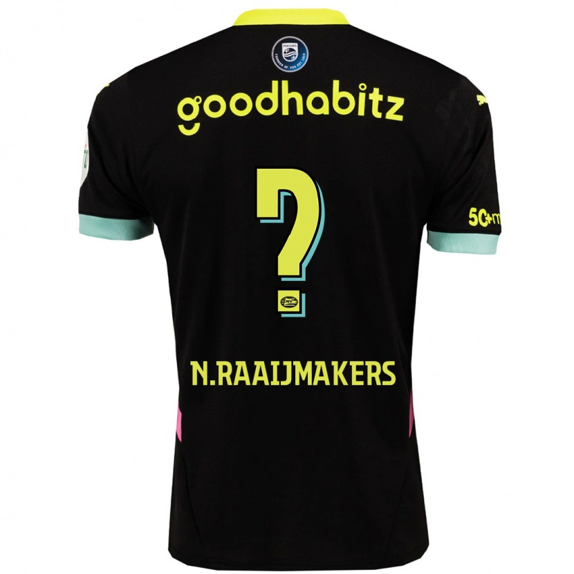 Danxen Kinderen Niels Raaijmakers #0 Zwart Geel Uitshirt Uittenue 2024/25 T-Shirt