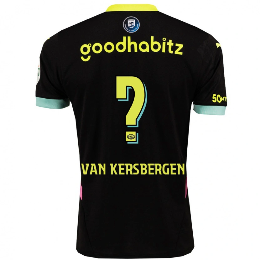 Danxen Kinderen Sander Van Kersbergen #0 Zwart Geel Uitshirt Uittenue 2024/25 T-Shirt