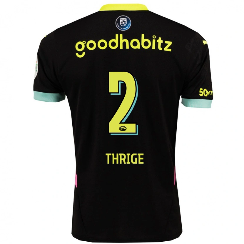 Danxen Kinderen Sara Thrige #2 Zwart Geel Uitshirt Uittenue 2024/25 T-Shirt